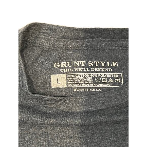 Grunt Style This well Defend Gray T-Shirt Mens L - Picture 3 of 3